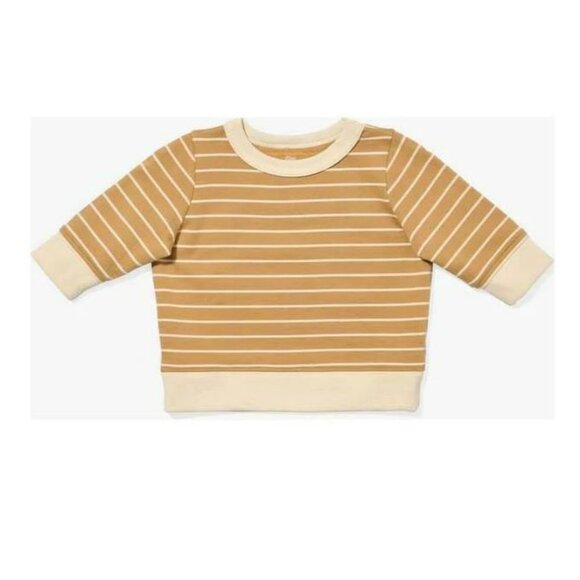 Oso & Me Remy Baby Sweatshirt in Camel French Stripe, size 18 mo - Picture 1 of 5